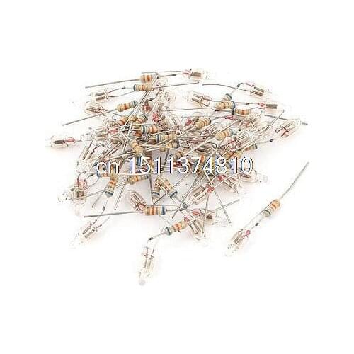 40 Pcs 4x10mm Head Orange Light Neon Bulb Indicator Lamp 100V-220V w Resistor