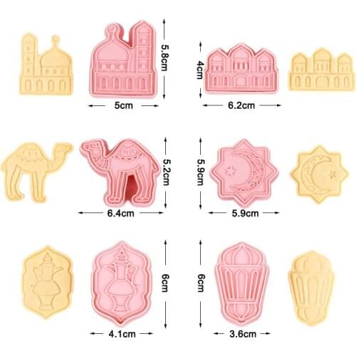 6Pcs EID Mubarak Ramadan Cookie Cutters Mold For Cooking Biscuit Camel Moon Star DIY Cake Baking Accessories
