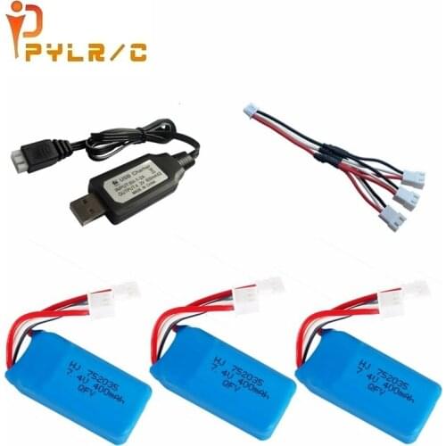 7.4v Battery+ charger For DM007 RC Airplane Quadcopter Helicopter Toy Spare Parts 2s for 7.4V Drone Battery XH2.54 Plug