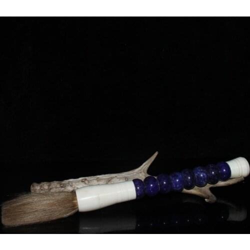 Antique collection of stone bone inlaid with green tendons, Mao inlaid with pen, Langhao large regular script calligraphy articl