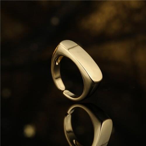 Free Size Fashion Gold Color Copper Ring Adjustable High Quality Polishing Geometric Women Party Ring Birthday Gift