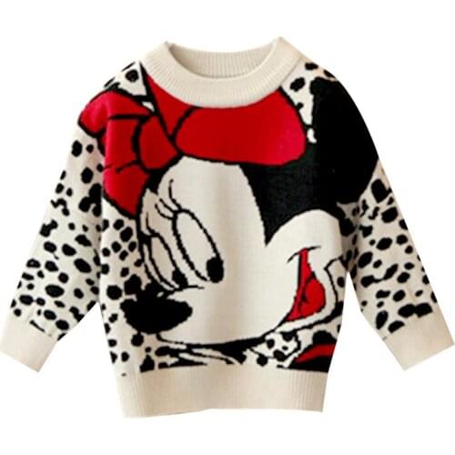 Cartoon Mickey Childrens Clothing Plush inside winter boy girl kid thick Knitted high collar pullover fluff kids Sweaters