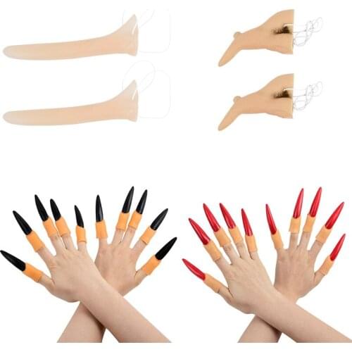 Halloween Long Witch Nose Ghost Fingernail Fake Nose Halloween Party Scary Cosplay Fancy Costume Makeup Props DIY Decor Supply