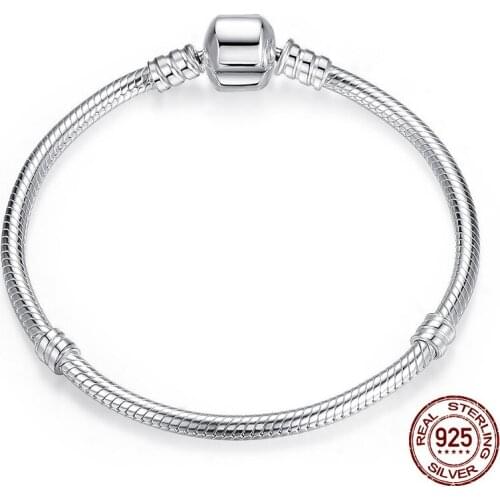 Luxury Original 100% 925 Sterling Silver Snake Chain Bracelet Bangle for Women Authentic Charm Jewelry Pulseira Gift