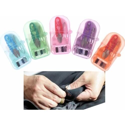 Home Travel Portable Sewing Kit with Macaron Color Box Threads Needles Scissors Tweezers DIY Emergency Garment Repair Tools