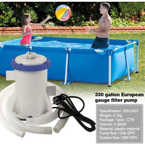 Swimming Pool Electric Filter Pump 330 Gallon Large Pool Filter Household Pool Cleaner Removable Filter Core Circulation Pump