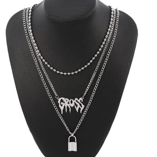 Hip hop art letter Gross pendant necklace women men Gothic Punk Girls Street stainless steel Harajuku Necklaces Fashion gifts
