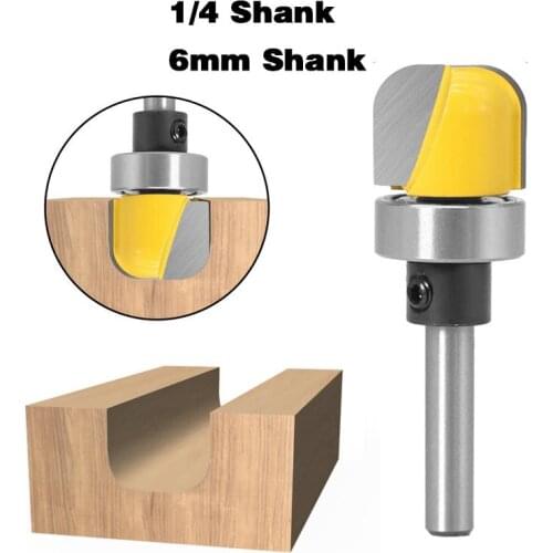 6mm 1/4 Shank Deep Round Trimming Router Bit Pattern Bit Top Bottom Bearing Round Bottom Slot Carving Wood Milling Cutter
