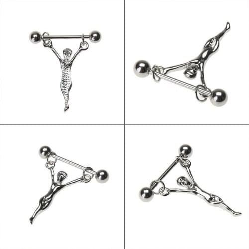 MODRSA 1Piece Statue of Jesus Nipple Ring Women Nipple Piercing Jewelry Surgical Steel Bar Body Piercing Ombligo Jewelry