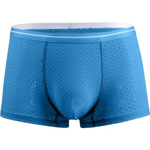 Male Shorts Underwear Mens Panties Boxers Underpants For Man Mesh Sexy Quick Dry Homme Nylon Ice Silk Breathable Large Size 4XL
