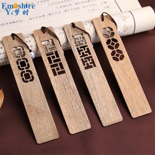 High-grade Solid Wood Bookmarks Set Chinese Style Retro Vintage Book Marks Classical Hollow Wooden Bookmark Small Gift Set M004