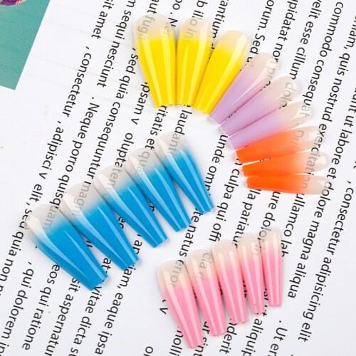 20/30/50Pcs False Nails Colorful Full Cover Fake Nails Tips ABS Pink Press on Gradient Nail Manicure Tools Long Ballerina