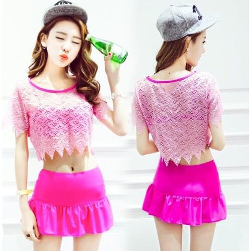 2021 New Fashion Womens Floral Three-piece Polyester-Asian Fabric Steel Back Swimsuit Hot Spring Slim Split Swimsuit