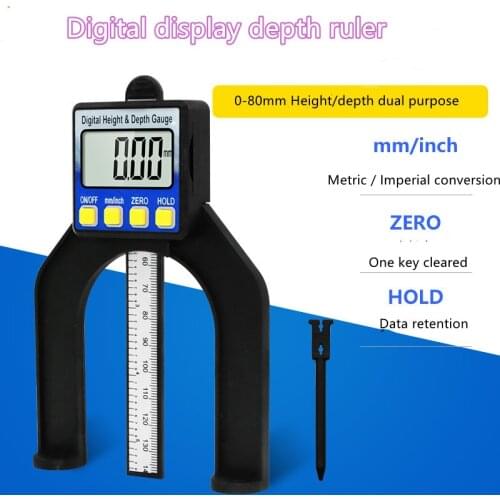 NVZHANGCH 0-80mm Digital Vernier Caliper Woodworking Table Saw Height Ruler LCD Ruler Height Depth Measuring Tool