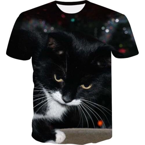 Charming 3D cat print casual Harajuku unisex T-shirt Summer short sleeve casual round neck clothing Chinas top fashion T-shirt