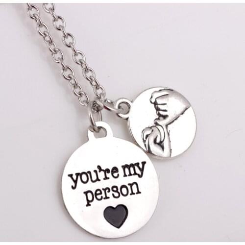 10PCS Simple Round Lettering you are my person Pendant Necklace Jewelry Heart Shaped Apple Necklace For Women Men Gift
