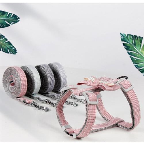 Adjustable Dog Leash and Harness Set for Small Dogs Cats Dog Halter Collar Vest Harnesses Chest Straps Traction Rope Pet Belt