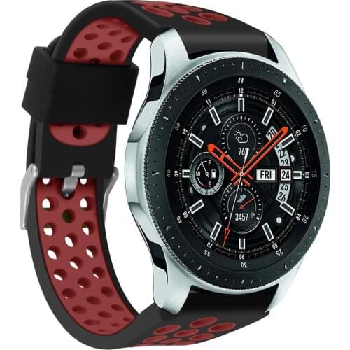 Silicone Watchband for Samsung Galaxy Watch 46mm version hole Breathable Rubber Replacement Bracelet Band Strap for SM-R800 22mm