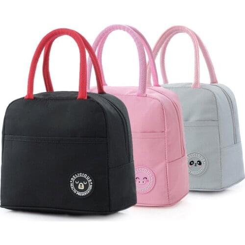 Cute Grils Thicken Insulated Lunch Bag Portable Food Cooler Bag Women Handbag Canvas Picnic Box Kid Thermal Bento Tote Bag
