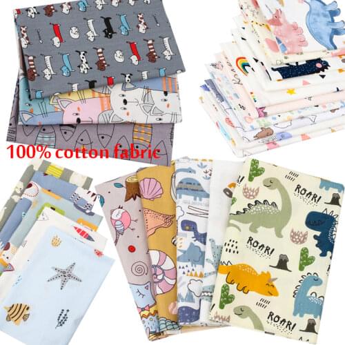 Cotton 100% Cloth Back To School Theme Fabric Dinosa Huippo DIY Handmade Sewing Dress Pillow garment Bag Home Textile 40*50cm/pc