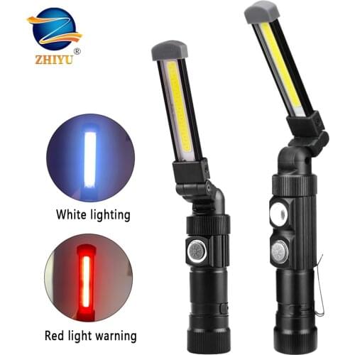 USB Rechargeable with Built-in Battery Set Multi Function Folding Work Light COB LED Flashlight Camping Lights Torch Flashlight