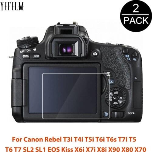 2Pcs For Canon Rebel T3i T4i T5i T6i T6s T7i T5 T6 T7 SL2 SL1 EOS Kiss X6i X7i X8i X90 X80 X70 Screen Protector Tempered Glass