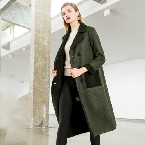 Faux Fur Coat Ladies Autumn Winter Warm Leather Jacket Women Long Double Breasted Overcoat manteau femme Outwear LX2598