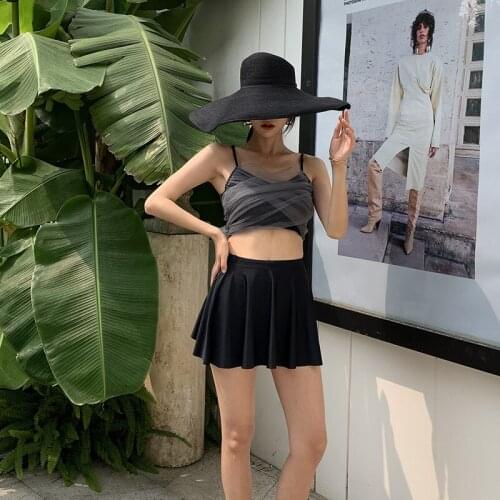 Tankini Swimsuit Woman Women Two Pieces Push Up Xiaoxiangfeng Three Piece Sexy Split Skirt Polyester Print Swimsuit Separate