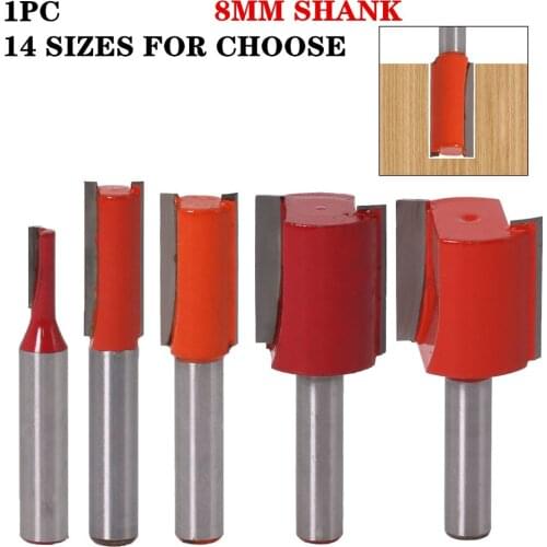 1PC 8mm Shank Straight/Dado Router Bit 3,4.76,5,8,10,12,14,18,20,22,25mm Diameter Wood Cutting Tool High Quality