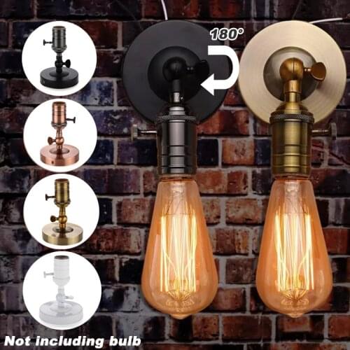 1pcs Vintage Lamp Base 180 Degree Industrial Wall Lamp Head Loft Cafe Resturant Lamp Shade(without Bulb)