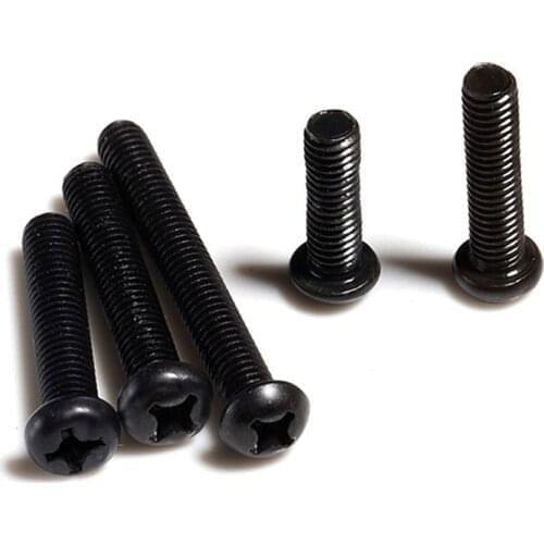 10/100pcs Black 304 Stainless Steel Cross Recessed Round Phillips Pan Head Screw Bolt M1.6 M2 M2.5 M3 M4 Thread Length 3-60mm