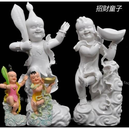 10 "lucky boy ornaments a pair of Jintongyunv before the Buddha Feng Shui entrance white porcelain of Dehua ceramic Buddha