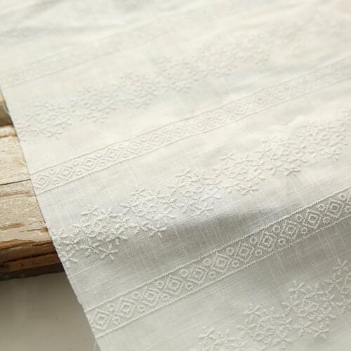 140x 50cm white thin Jacquard Cotton Sewing Fabric, Making Clothes Shirt Handmade DIY Cloth
