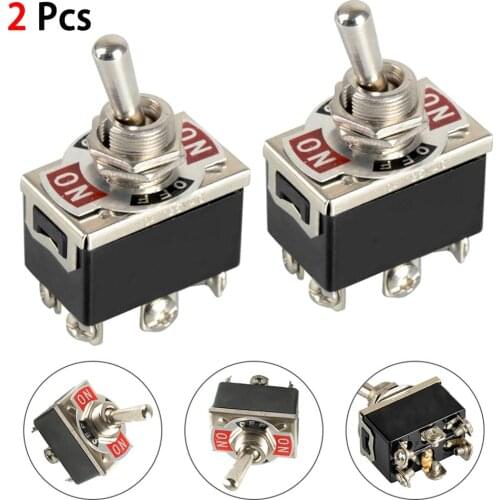 2PCS Car Boat DPDT 2Pin Heavy Duty Switch 6 Terminal Pin 15A 250V /20A 125V ON OFF 1/2" Mounting Hole Toggle Switch Waterproof