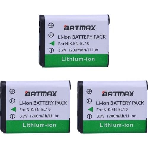 3Pcs EN-EL19 EN EL19 ENEL19 Rechargeable Camera Batteries for Nikon S2500 S2600 S2700 S3100 S3200 S3300 S3500 S4100 S4150 S6500