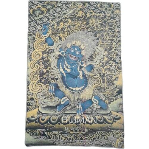 36 InchChina Exquisite Silk Embroidery Thangka Bodhisattva Deity Buddha Draw Household Decoration#36