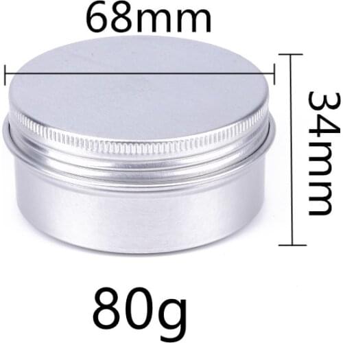50/100pcs 80g 80ML Aluminum Tins Cream Cans Cosmetic Aluminum Containers Hair Wax/Handmade Soap Pots Threaded Aluminum Boxes