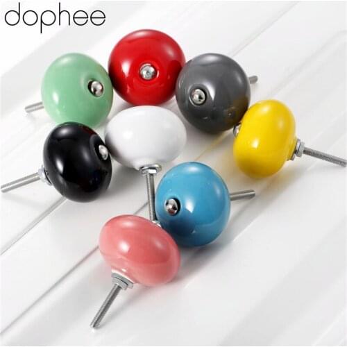 8Pcs Round Ceramic Knobs Furniture Handle Ceramic Drawer Cabinet Knobs and Handle Cupboard Pull Handle Kitchen Accessories