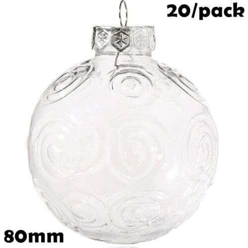 Promotion - 20 Pieces x DIY Paintable/Shatterproof Christmas Decoration Ornament, 80mm Plastic Rose Sphere Bauble Ball
