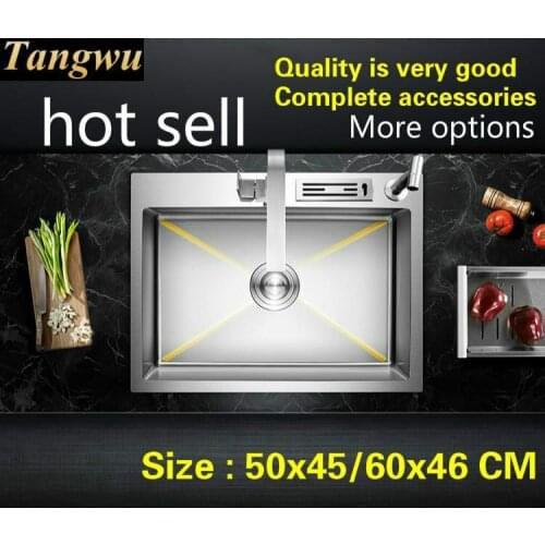 Free shipping Apartment standard kitchen manual sink single trough do the dishes 304 stainless steel hot sell 50x45/60x46 CM