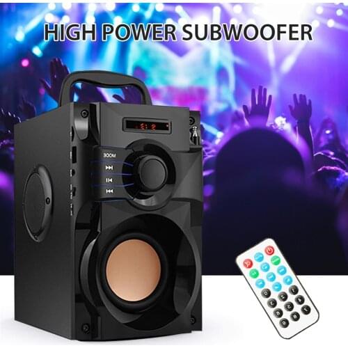 Bluetooth Speaker Portable Subwoofer Bass Speaker With Remote Control Outdoor Indoor Party Speakers Support FM Radio TF Card LCD