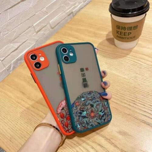 Auspicious Patterns In Chinese Style Phone Case For iPhone 11 12 Pro Max Mini Xr X XS 7 8 Plus Delicate Cover Anti-fall Coque