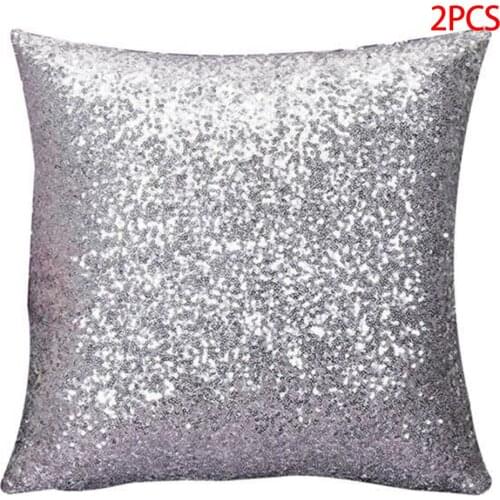 2 Pieces Sequin Pillow Case Quadrade Pillowslip Cushion Cover Throw Pillowcase Car Sofa Bed Drawing Living Room Decor