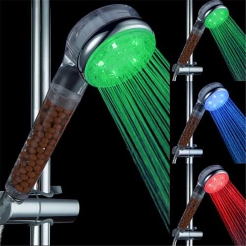 Temperature sensor 3 color Bathroom Spa Anion led lights shower head