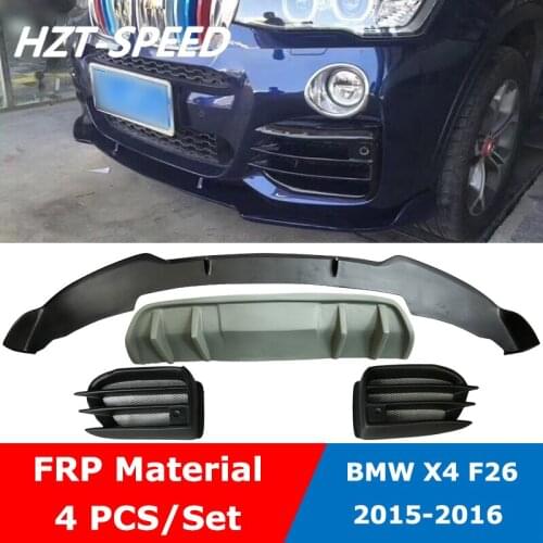 F26 1 Set Carbon Fiber FRP Front Bumper Lip Rear Bumper Diffuser Fog Light Cover For BMW F26 X4 2015-2016