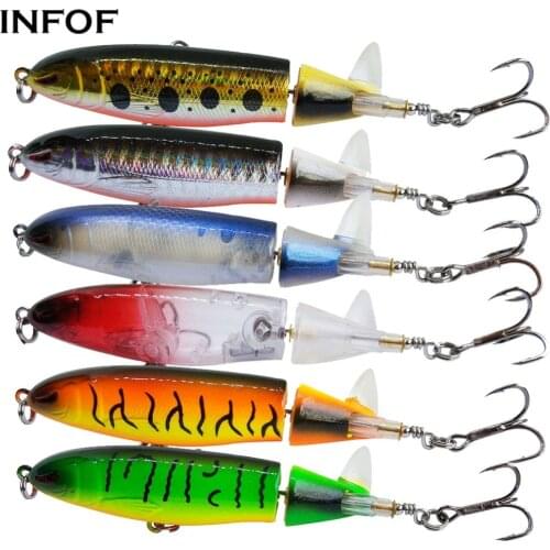INFOF 3-pieces Saltwater Whopper Plopper 10cm/13g Topwater Fishing Lures Floating Wobbler Hard Baits Lure for Bass Fishing