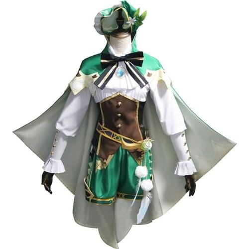 Genshin Impact Venti Cosplay Costume Bow Tie Shirt Cloaks Pants with Hat Sash Socks Game Adult Cosplayer Clothing for Women Men