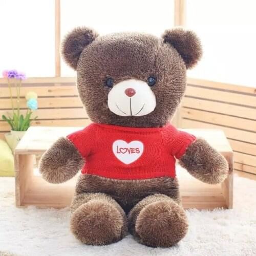 Red sweater cloth large 80cm loves teddy bear plush toy throw pillow birthday gift h879