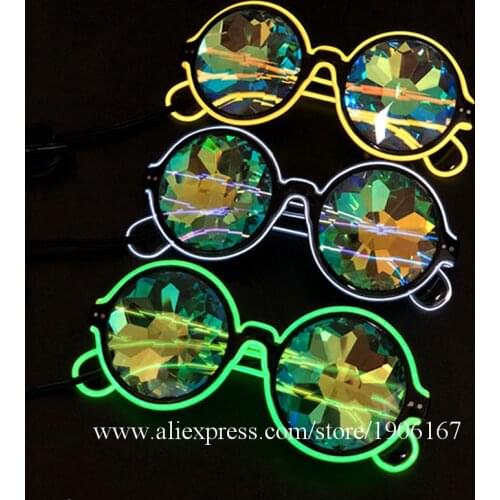 Led el luminous kaleidoscope glasses nightclub bar ktv concert music festival glasses luminous party stage props DJ DS glasses