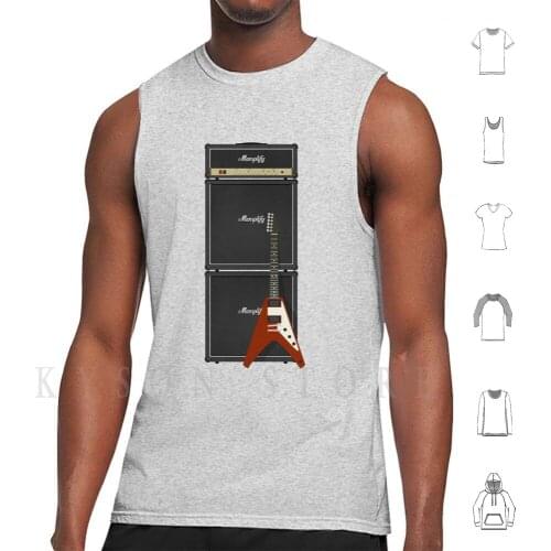 Mamplifier Full-Stack And Flying V Tank Tops Vest 100% Cotton Guitar Amp Amplifier Music Rock Metal Flying V Stack